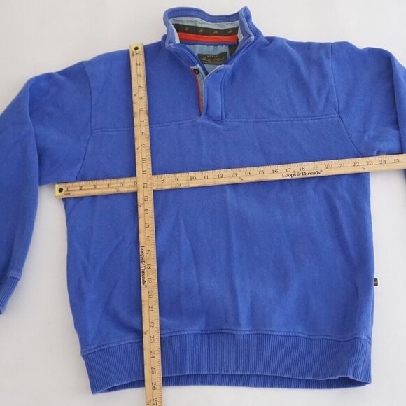 Orvis Blue Quarter Zip 80% Cotton Hiking Outdoors Pullover Sweater Medium - Picture 4 of 11